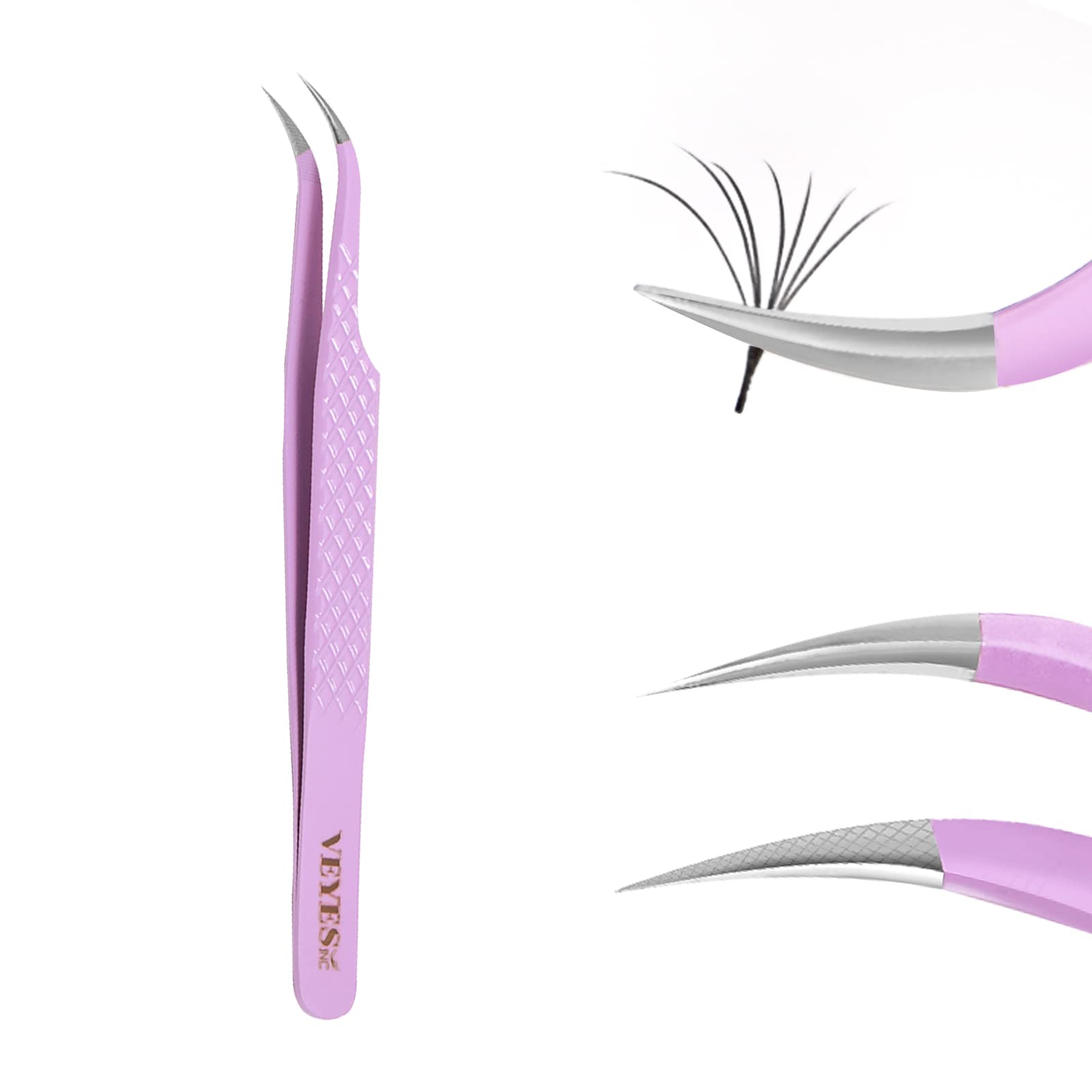 VEYES INC Fiber Tip Eyelash Extension Tweezers Volume J45 Lash Tweezers For Professional Eyelash Extension Tool