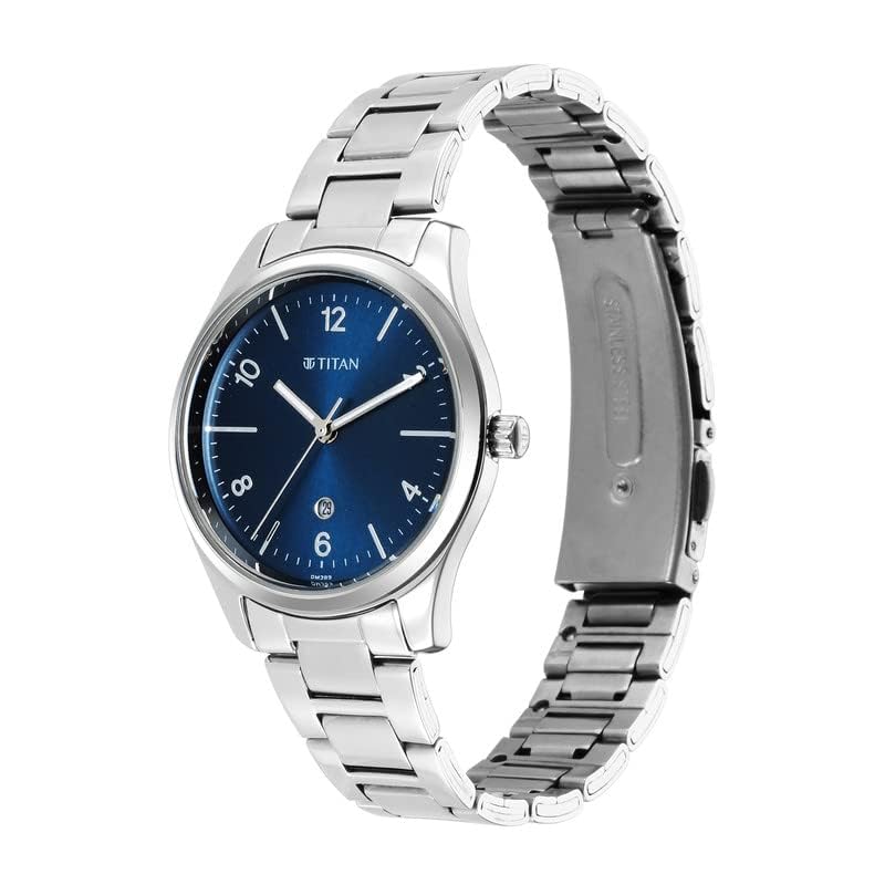 Titan Trendsetters 2639Sm07 WomenS Analog Watch – 33Mm Blue Dial, Stainless Steel Strap, Quartz Movement, Water-Resistant, Elegant Designer Wristwatch, Blue