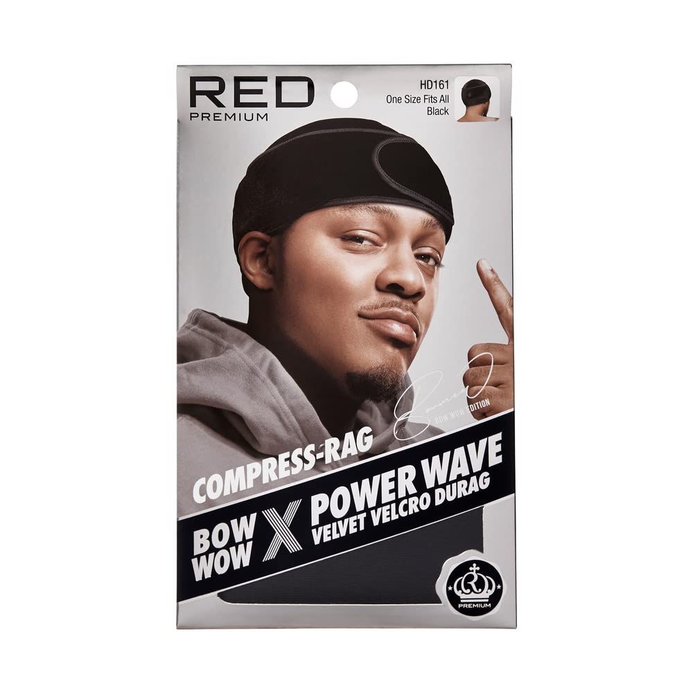 RED Premium Bow Wow X Power Wave Durag, 360 Wave Compression Cap for Men & Women, Adjustable Hook-and-Loop Strap, Stylish & Dura