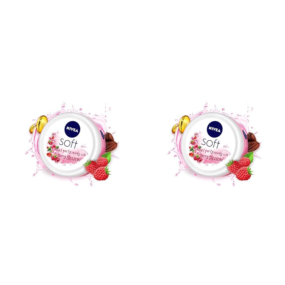 Nivea Soft Berry Blossom Moisturizer For Men & Women, Face & Body Cream With Vitamin E, 50 Ml (Pack Of 2)