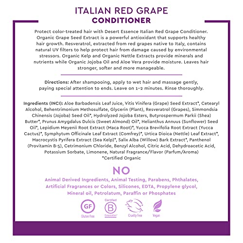 Desert Essence Italian Red Grape Conditioner Antioxidant-Rich Resveratrol, Organic Sea Kelp & Nettle Extracts Minerals & Vitamin