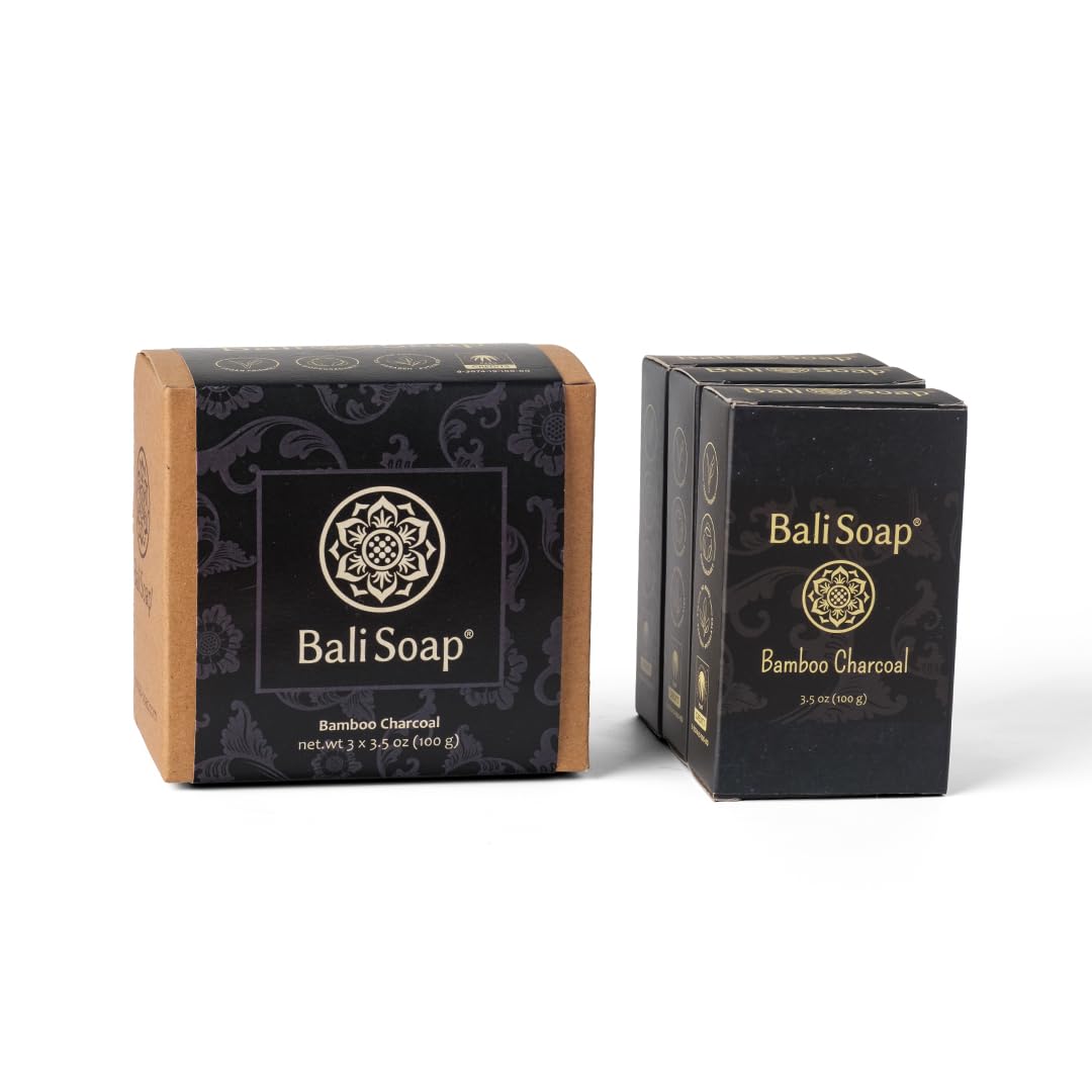 Bali Soap - Bamboo Charcoal Natural Soap - Bar Soap For Men & Women - Bath, Body And Face Soap - Vegan, Handmade, Exfoliating So
