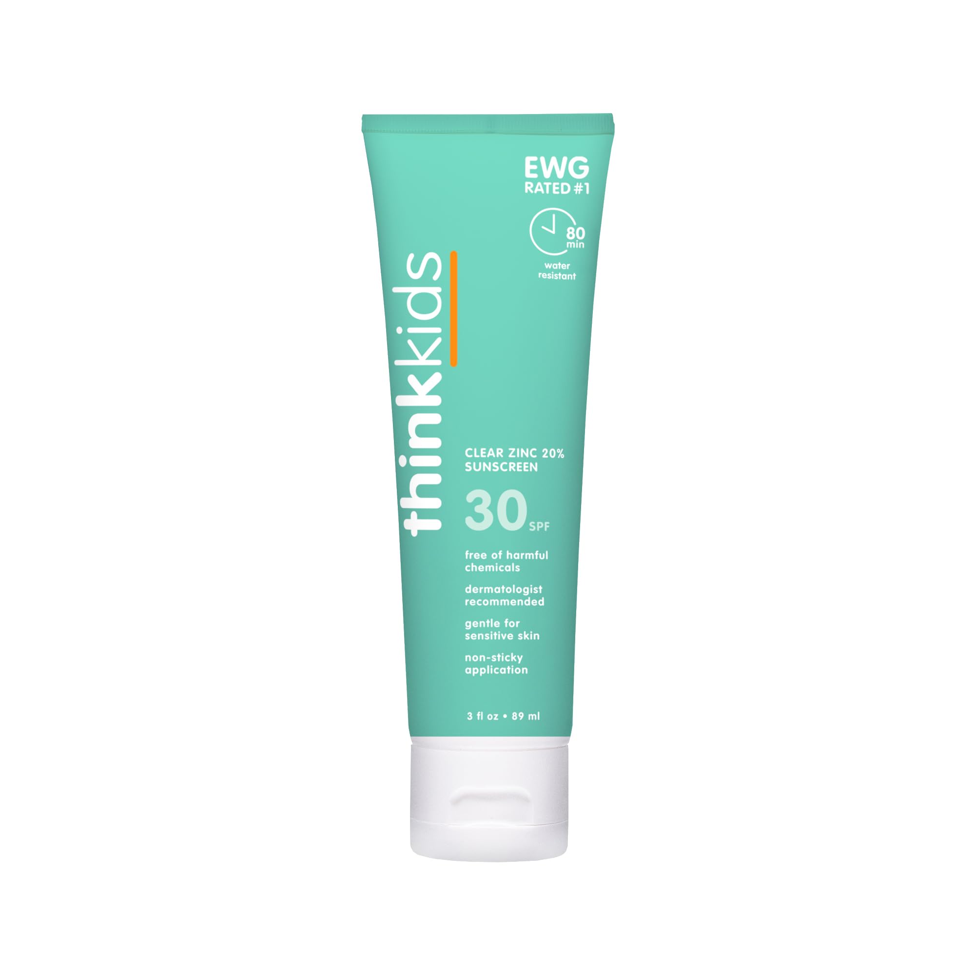 Thinkbaby Kids Clear Zinc Sunscreen Spf 30, 3 Fz