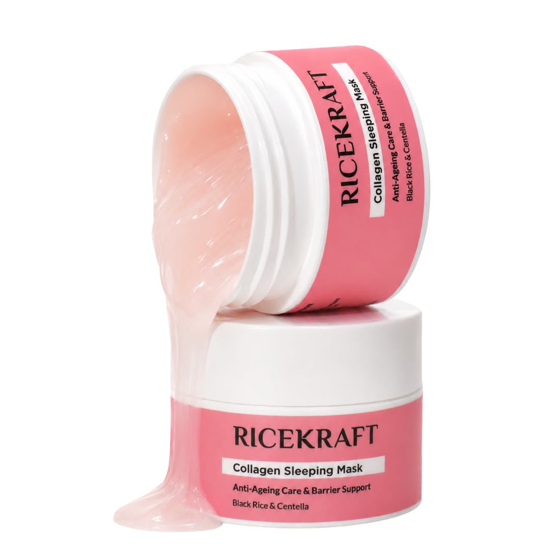 Ricekraft Rice & Collagen Overnight Sleeping Mask Night Gel Cream For Skin Brightening & Anti Aging  50G