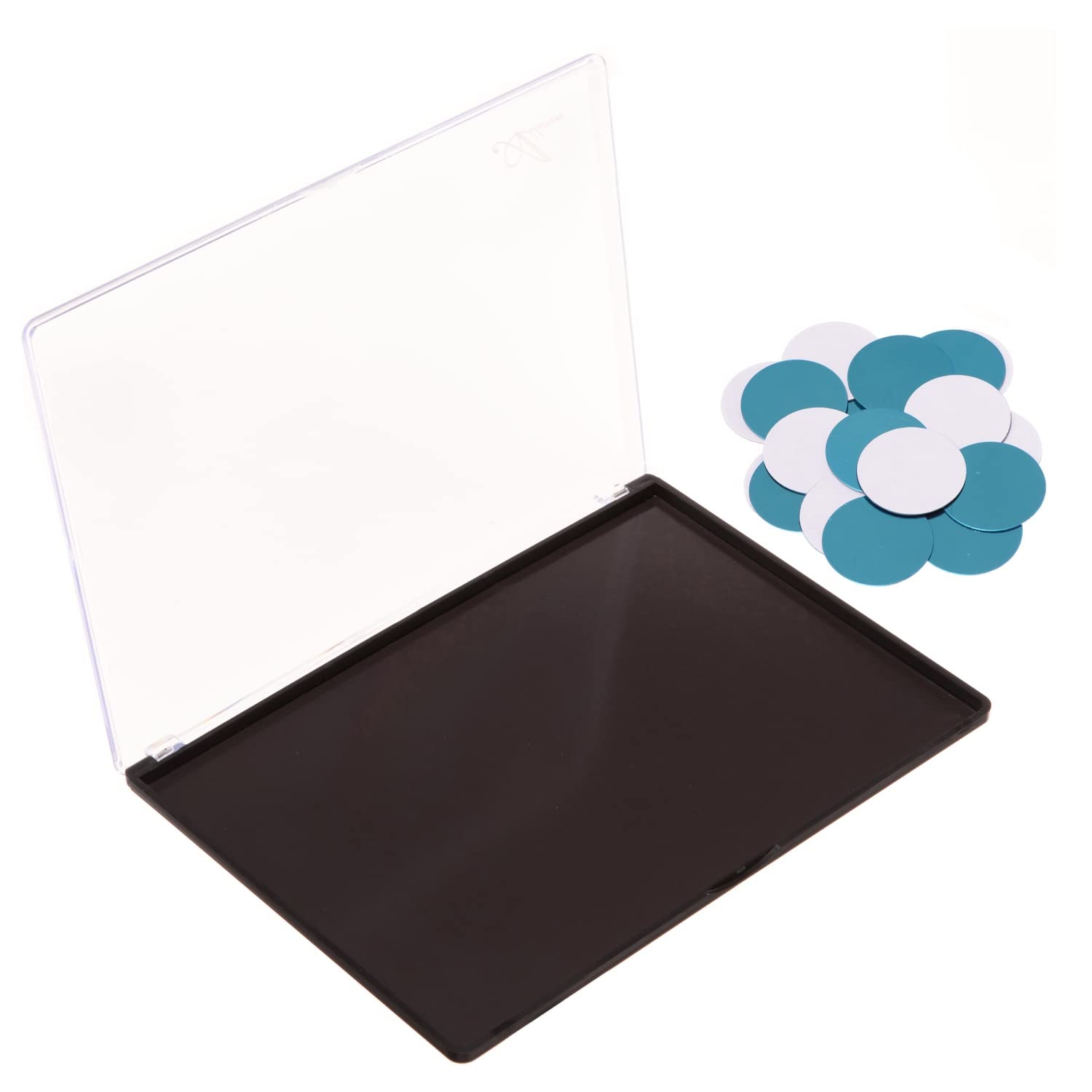 Allwon Xl Large Empty Magnetic Transparent Plastic Eyeshadow Makeup Palette With 20Pcs Adhesive Empty Palette Metal Stickers For