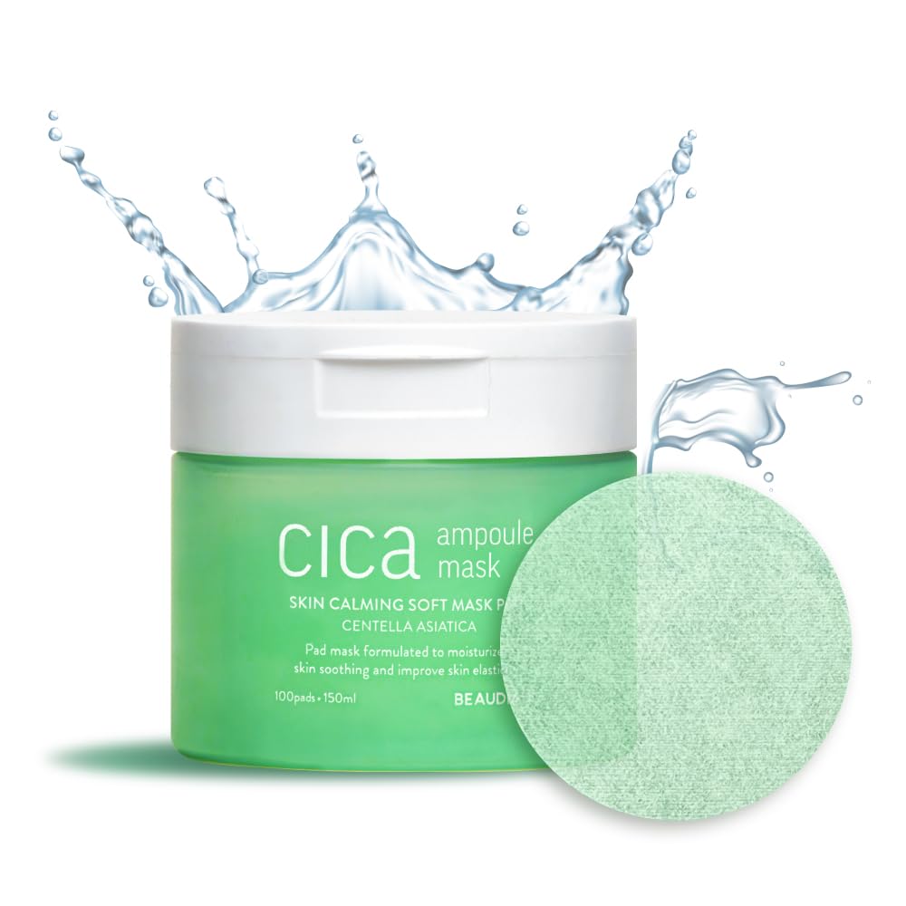 Beaudiani Cica Ampoule Mask 100Ea, Skin Care Pad, Korean Toner Pads, Centella Asiatica Toner Pad, Hydrating Toner Pad, Facial Es