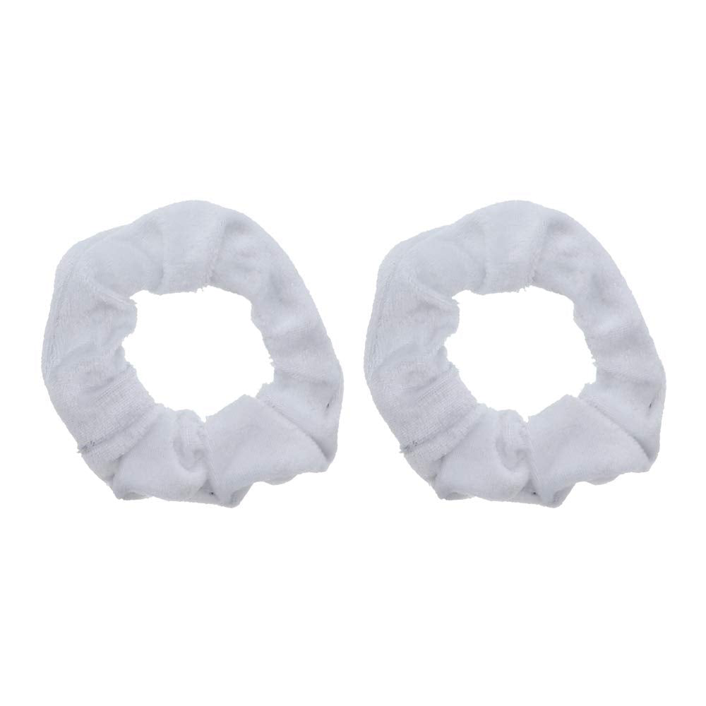 Velvet Solid Scrunchies - Set Of 2-White