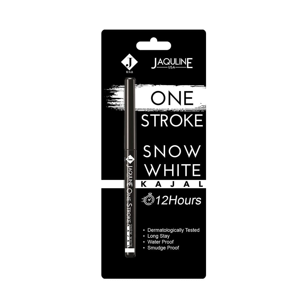 Jaquline Usa One Stroke Kajal | Waterproof & SmudgeProof | 12Hr Long Stay | Darkest Black | Lightweight | One Stroke Applicatio