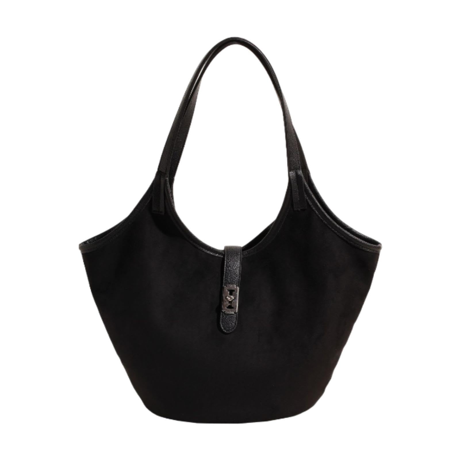 Calandis Bucket Bag With Zipper Elegant Women Shoulder Bag For Travel Shopping Winter Black | Womens Handbags & Bags