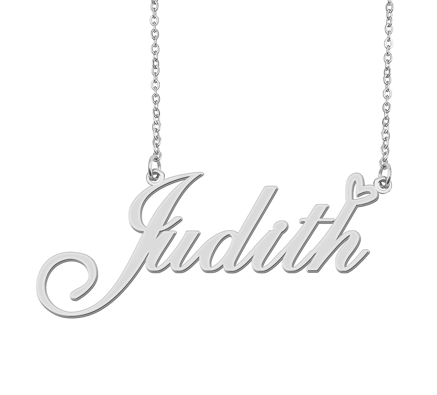 Aoloshow Stainless Steel Silver Judith Heart Name Necklace Charm Pendant Jewelry for Mom Best Friends