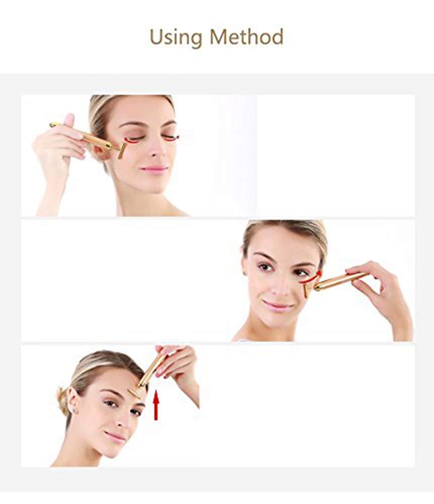 DANgSHAN Beauty Bar 24k golden Pulse Facial Massager, T-Shape Electric Sign Face Massage Tools for Sensitive Skin Face Pull Tigh