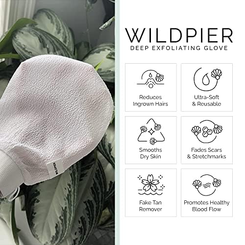Wildpier Beauty Exfoliating Glove 2 Pack Mitt Body Scrub For Bath Shower Spa Hand Exfoliator Gloves, Dead Skin Cell Remover, Pla