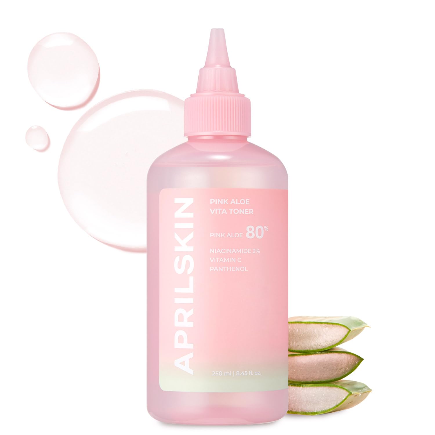 Aprilskin Pink Aloe Vita Toner | Calms And Soothes Redness, Smoothens, And Controls Excess Sebum | 80% Pink Aloe Vera Water | Hy