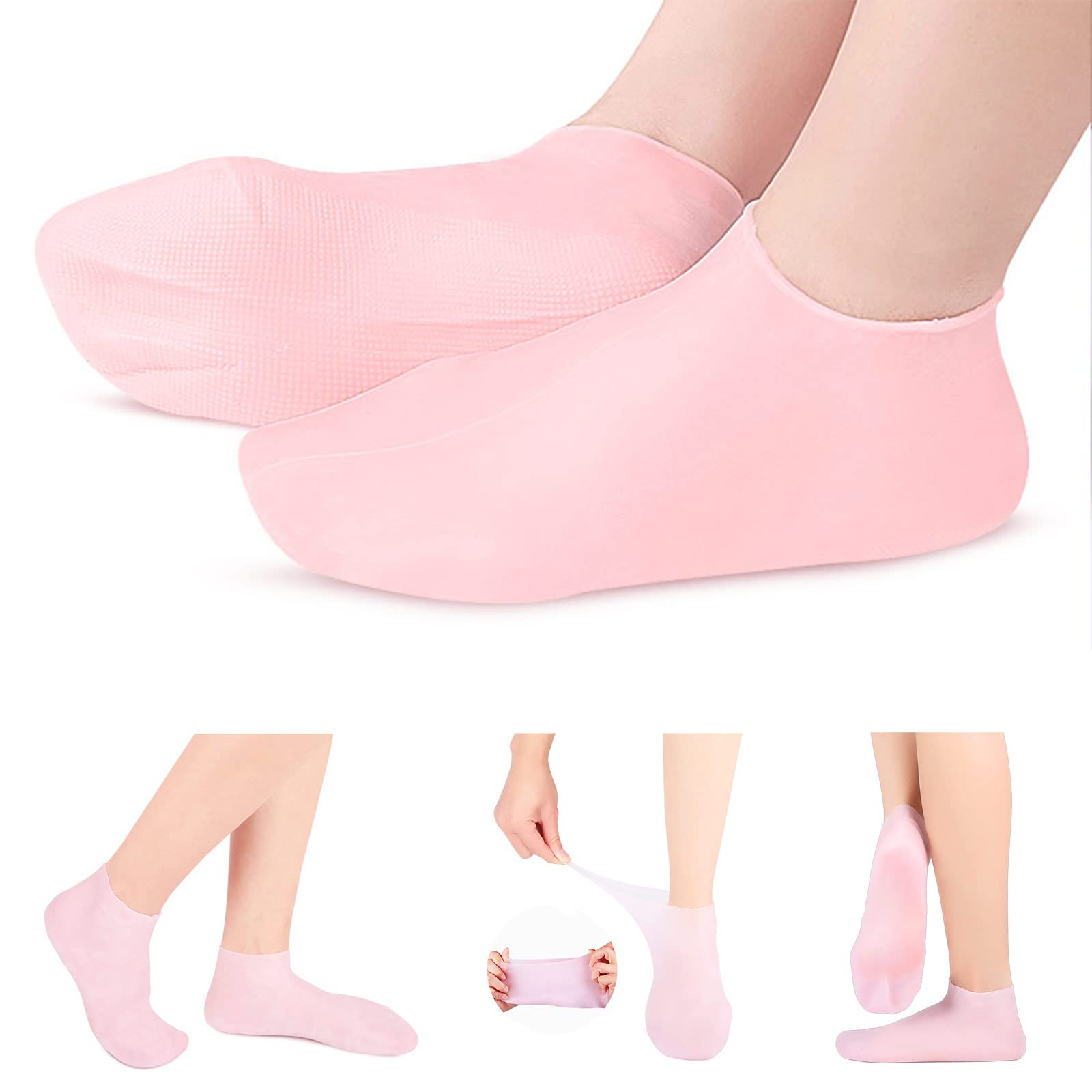 Silicone Socks for Women, Moisturizing Foot Socks, Soft Gel Socks, Aloe Socks, Women Spa Pedicure Socks for Repairing Dry Feet, 