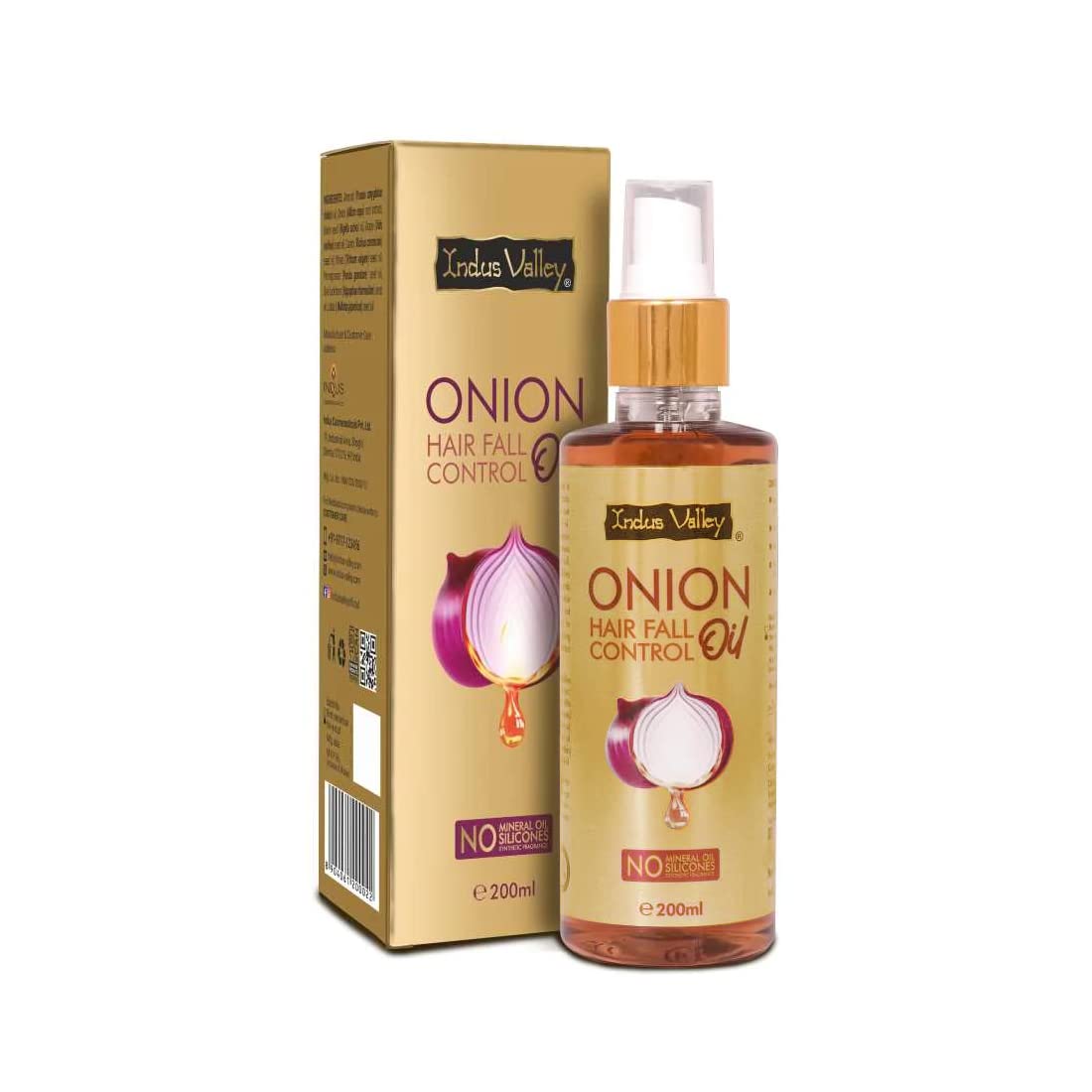 Indus Valley 100% Organic Onion Hair Oil For Hair Fall Control | Strengthens Roots, Promotes Hair Growth & Nourishes Scalp For T