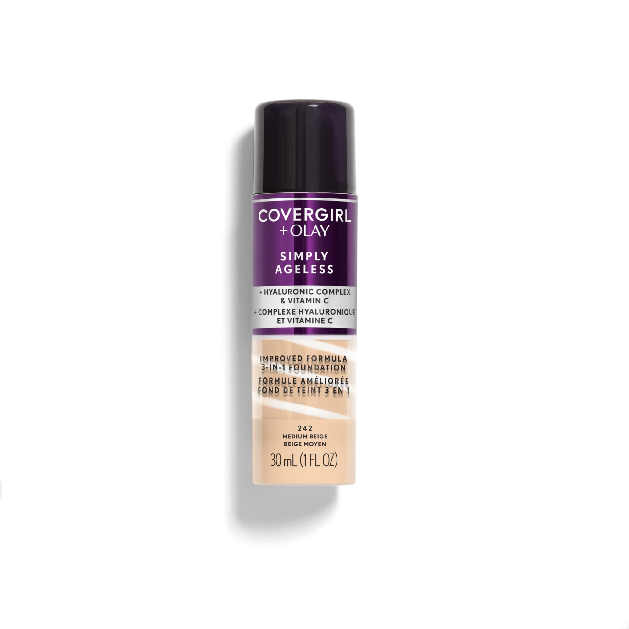 COVERGIRL+OLAY Simply Ageless 3-in-1 Liquid Foundation, Medium Beige, 1 Fl Oz (Pack of 1)
