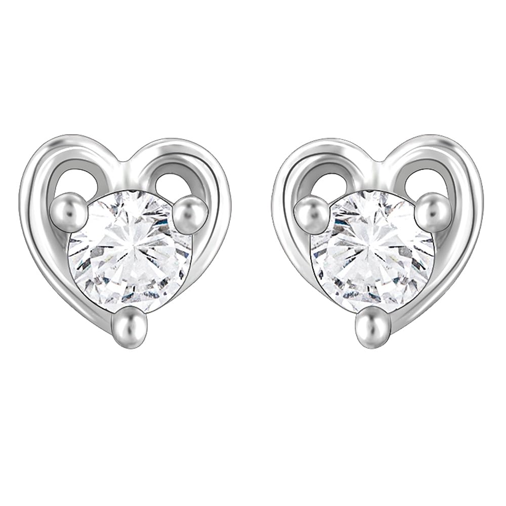 Giva 925 Silver Anushka Sharma Zircon Small Heart Studs | Gifts For Girlfriend, Gifts For Women And Girls |With Certificate Of A