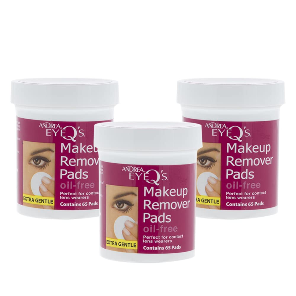 Andrea Eye Qs Oil-Free Eye Makeup Remover Pads, 65-Count (Pack Of 3)