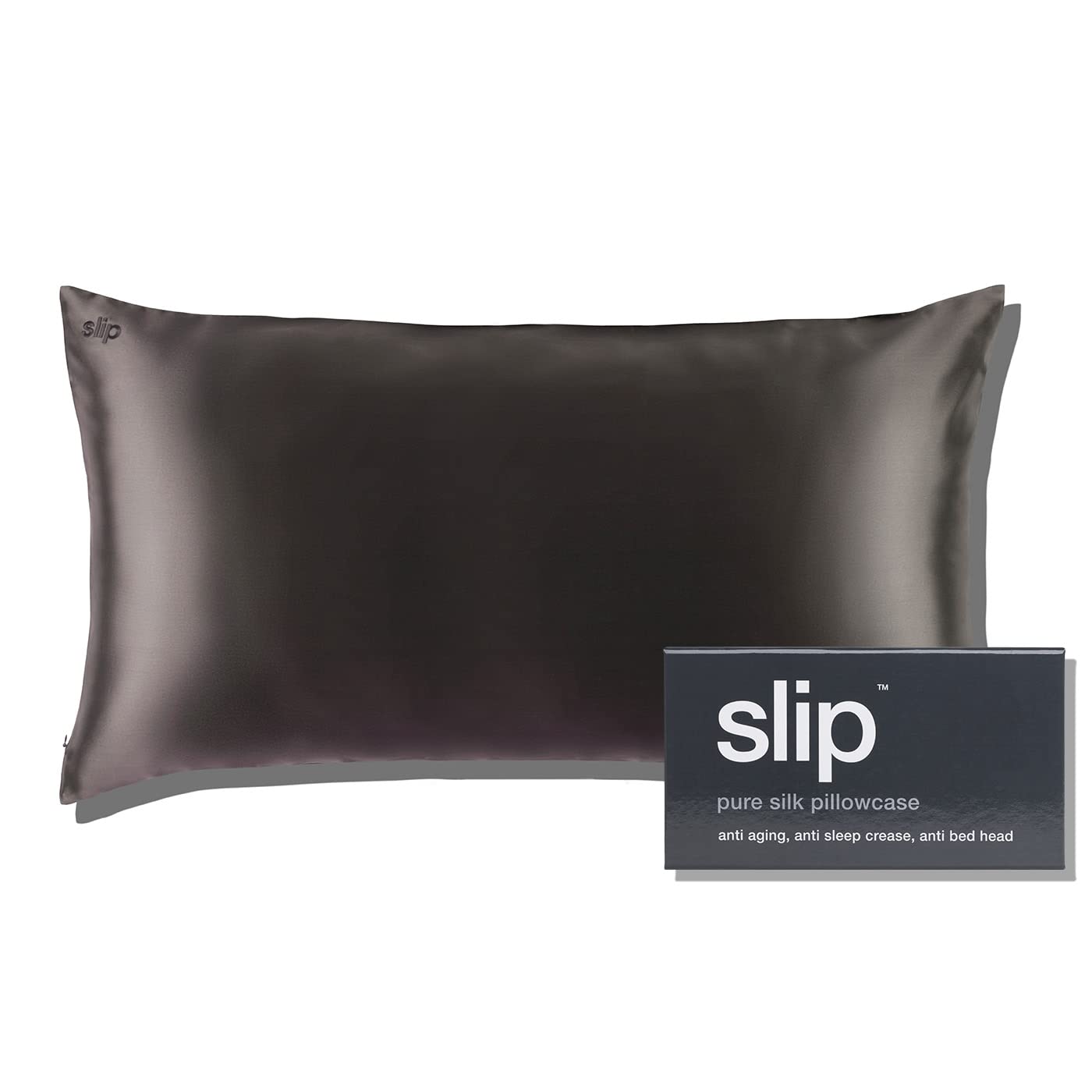 Slip Silk King Pillowcase, Charcoal (20'' X 36'') - 100% Pure 22 Momme Mulberry Silk Pillowcase - Anti-Aging, Anti-Bedhead, Anti