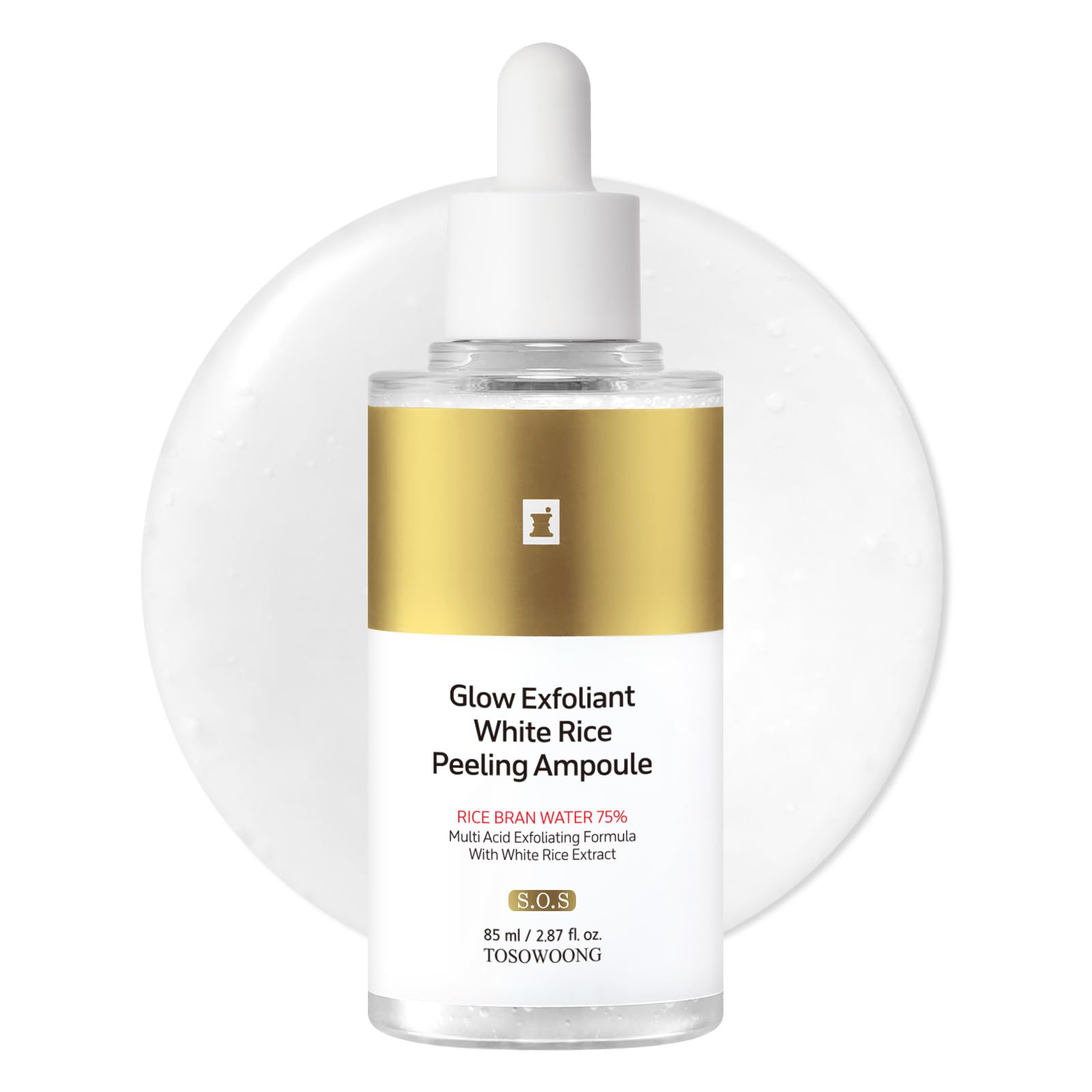 TOSOWOONG White Rice 75% Peeling Ampoule for Dull Skin, Discoloration