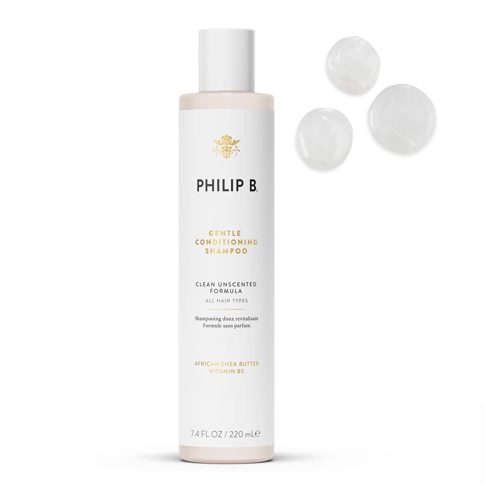 PHILIP B Gentle Conditioning Shampoo, 7.4 fl. oz. (220 ml) - Light-Weight Unscented Cleanser Adds Softness & Shine, With Shea Bu