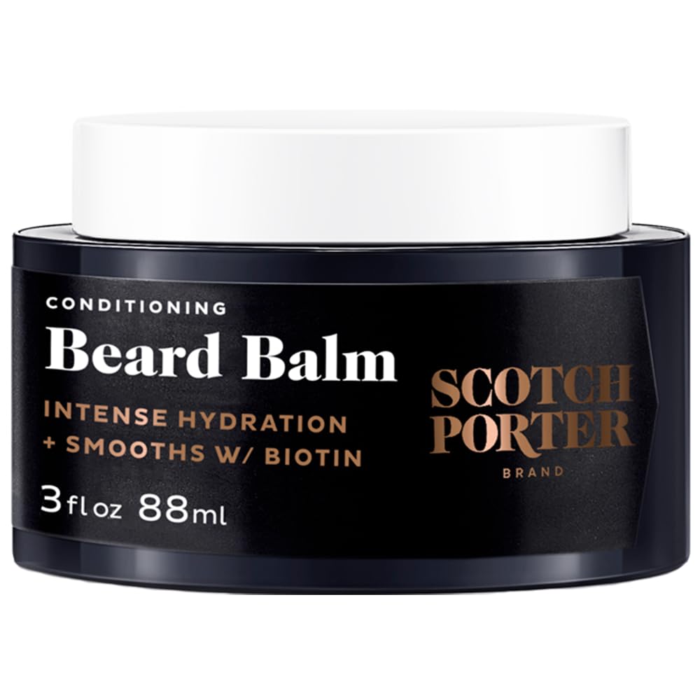 Scotch Porter Conditioning Beard Balm For Men | Hydrates, Smooths, Adds Shine & Tames Flyaway Hair | Free Of Parabens, Sulfates