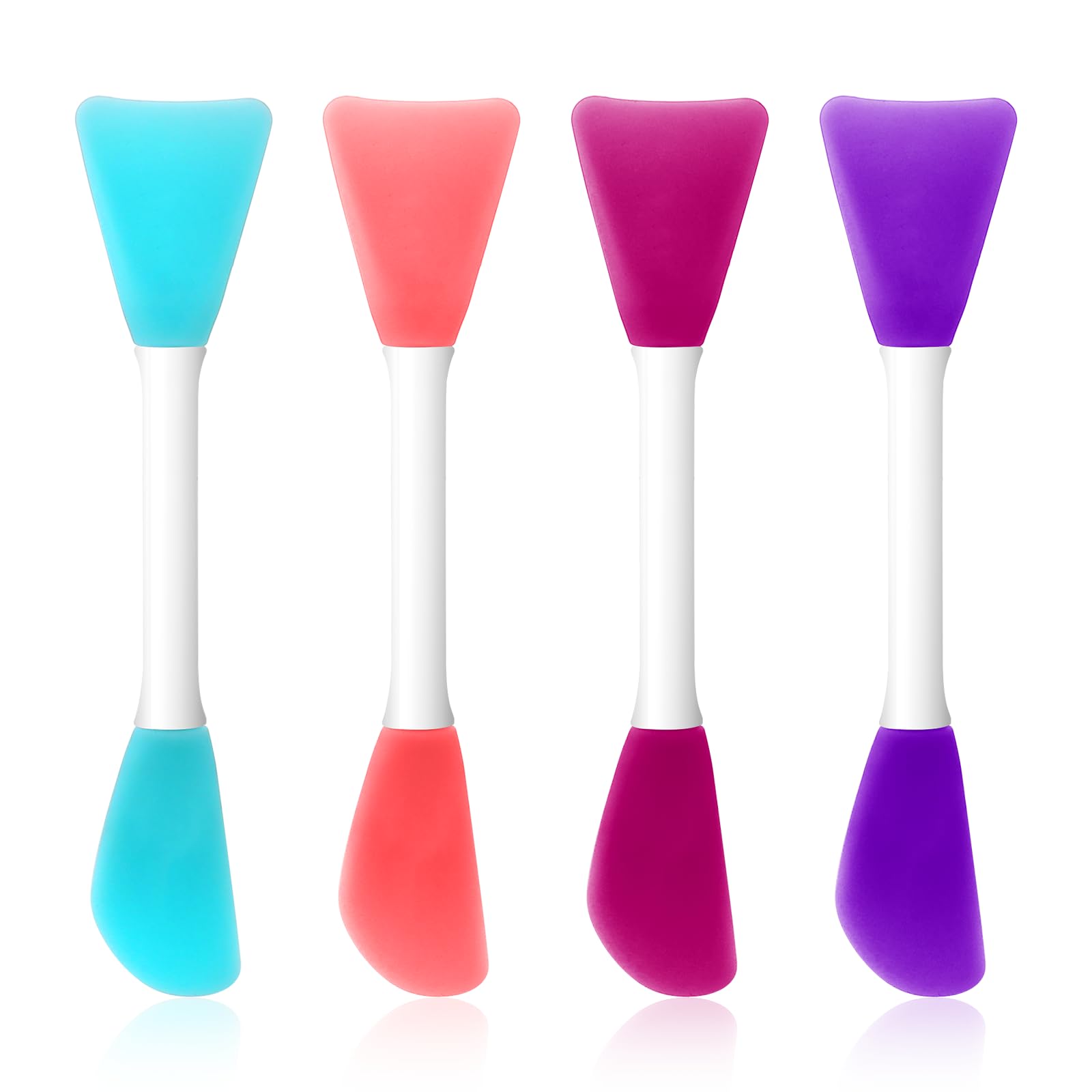 Silicone Face Mask Applicator, 4 PCS Double-End Mask Brushes for Facial Mud Mixing Spatula Soft Makeup Beauty Brush Tools for Ap