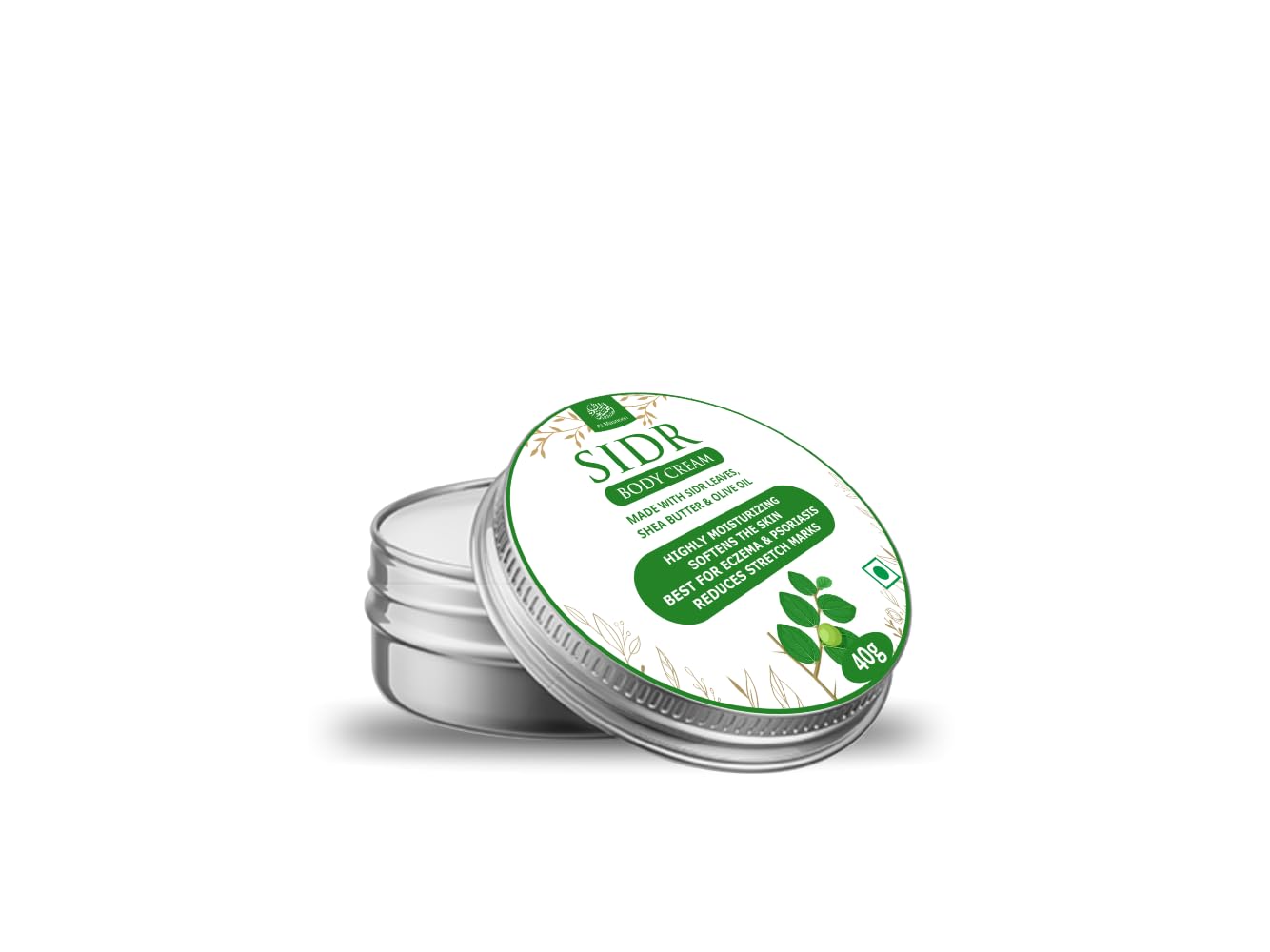 Al Masnoon Sidr Body Cream 40G / Made With Shea Butter Olive Oil & Sidr Leaves, Hair & Beard (Pack Of 1) / Best For Ruqaiya/Chem