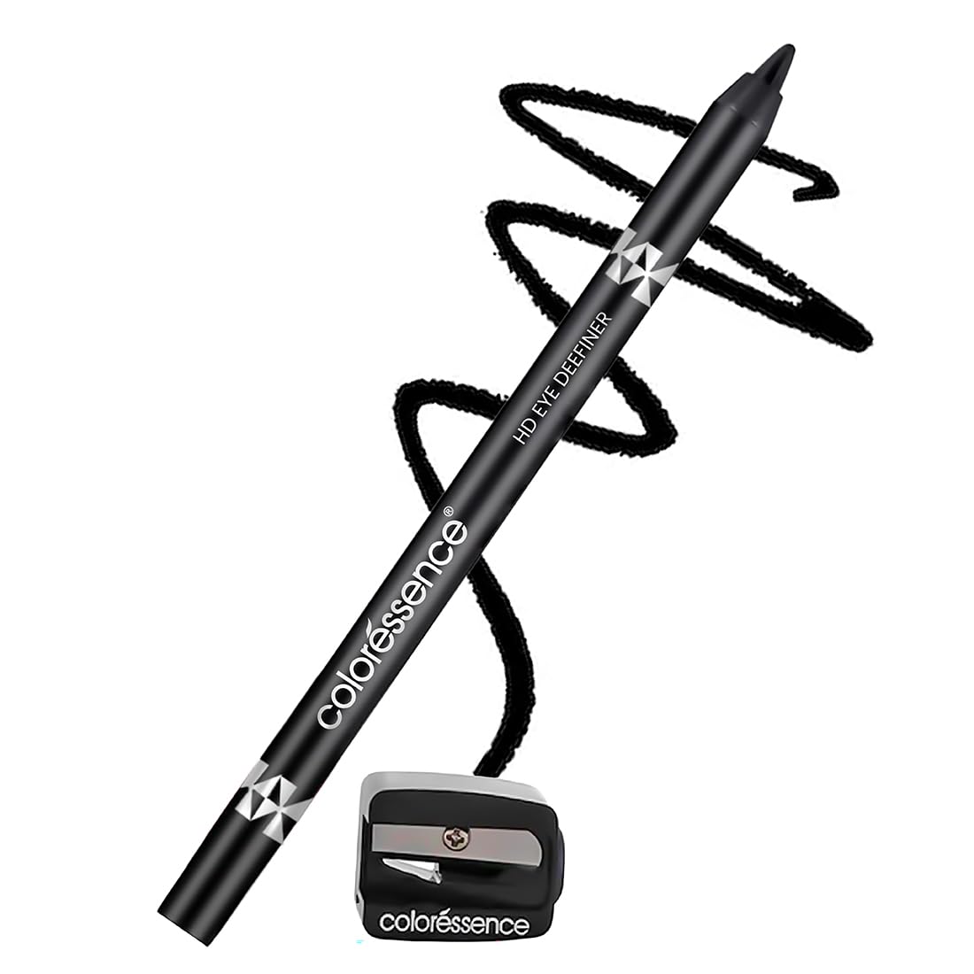 Coloressence Hd Kohl Pencil Eye Definer Kajal, Intense Black With Free Sharpener | Long Lasting | Waterproof | Smudgeproof | Mat