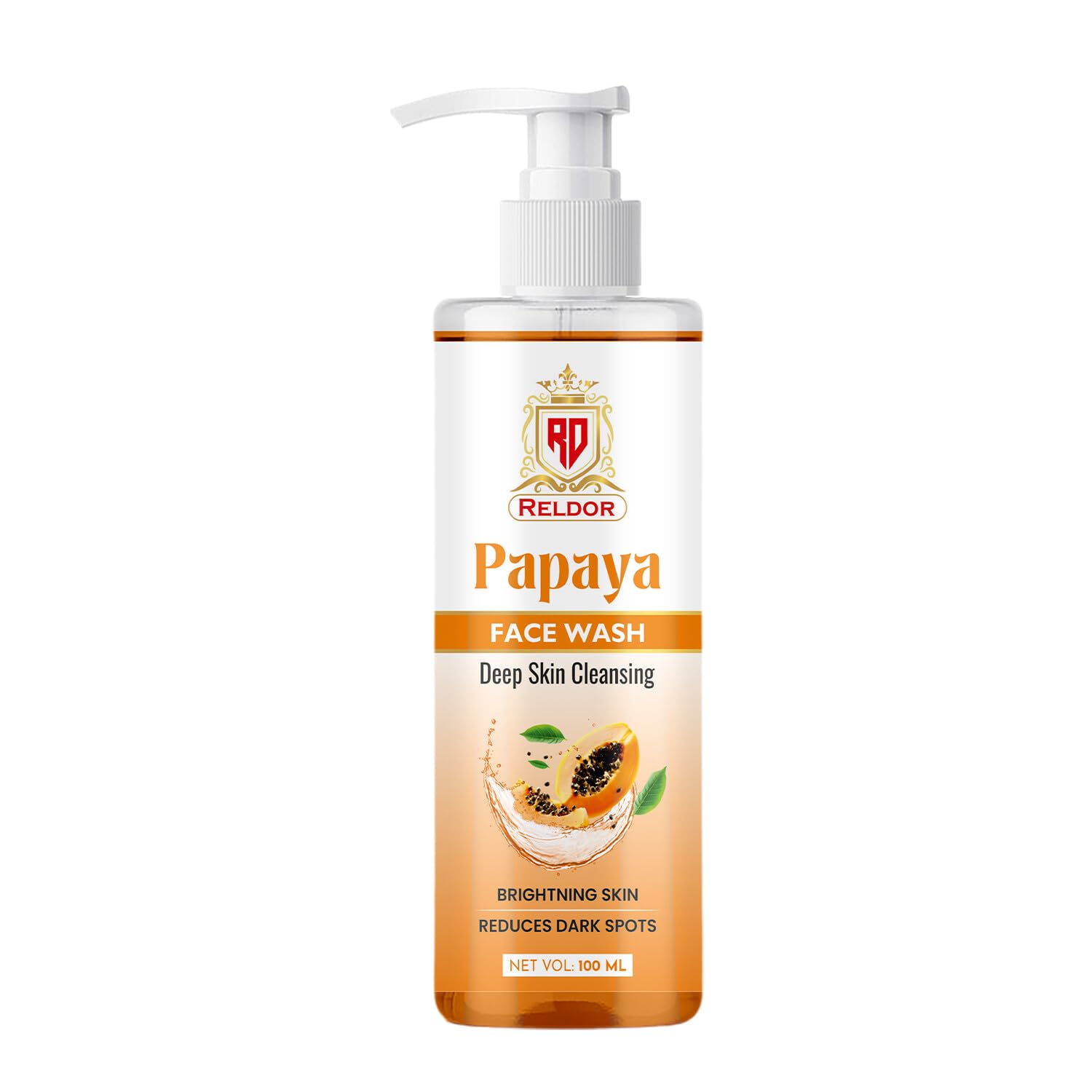 Reldor Papaya Deep Cleanse Face Wash For Glowing Skin | Tan Removal & Skin Brightening Cleanser | Herbal Face Wash For Clear, Ra
