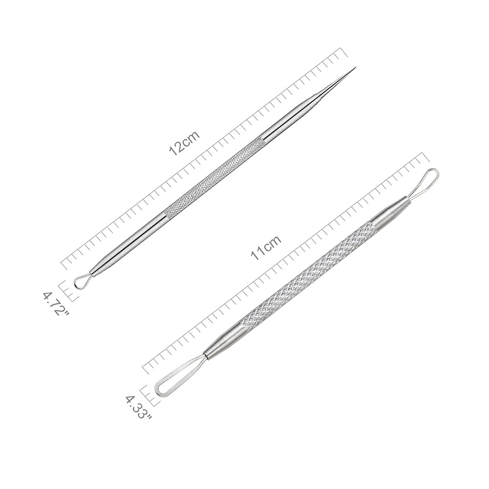 La Chat Blackhead Remover Tool Set - 2 PCS Stainless Steel Pimple Extractor, Risk-Free Treatment for Blemishes, Black