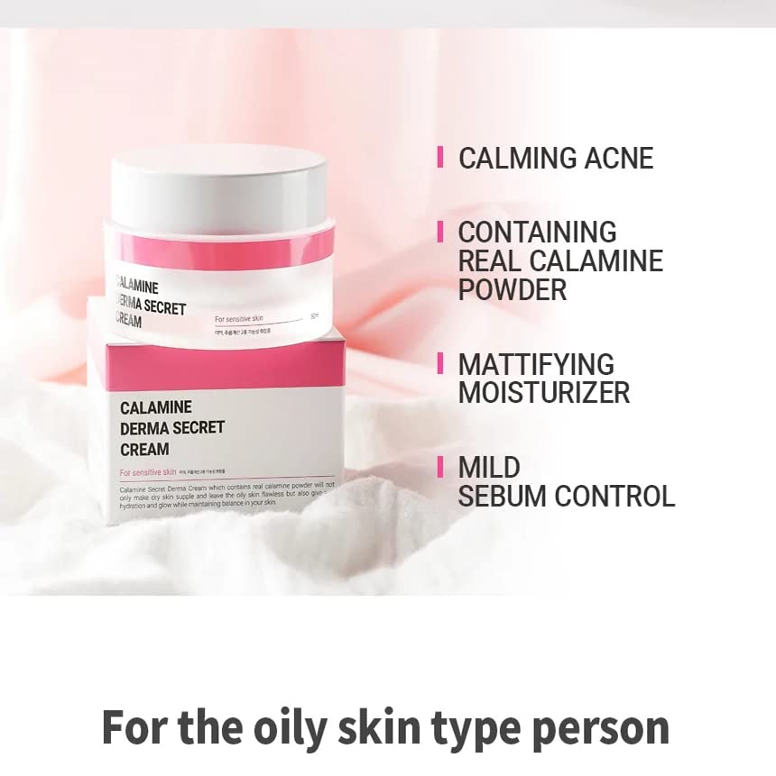 Ksecret Calamine Derma Secret Cream, 50Ml / 1.69Fl.Oz. | Korean Skincare | For Acne & Oily Skin