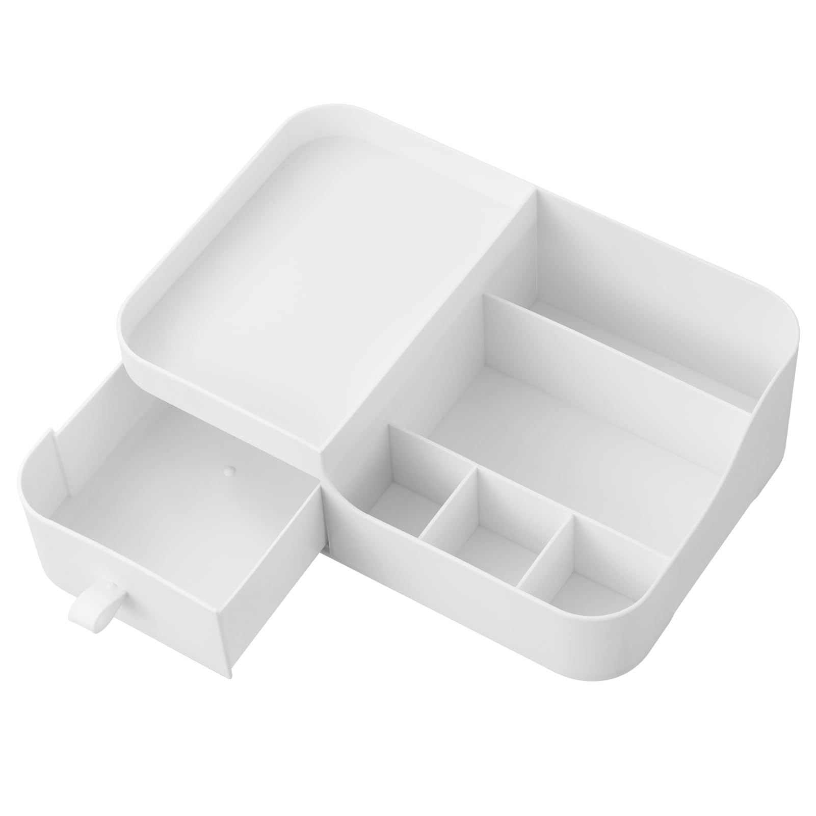 Hblife Plastic Makeup Organizer For Vanity With Drawer Large Skincare Organizers 8 Compartments Bathroom Organizer Cosmetic Stor
