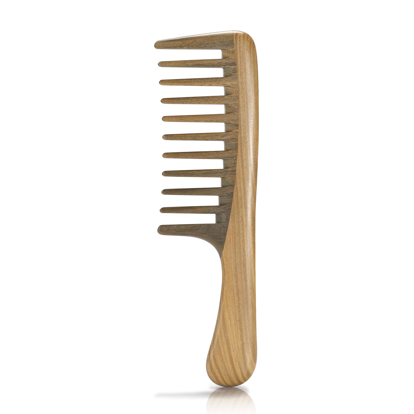 BESTOOL Wide Tooth Comb, Extra Large Natural Sandalwood Wide Tooth Comb Detangler for Curly Long Thick Wet or Dry Hair Anti-stat