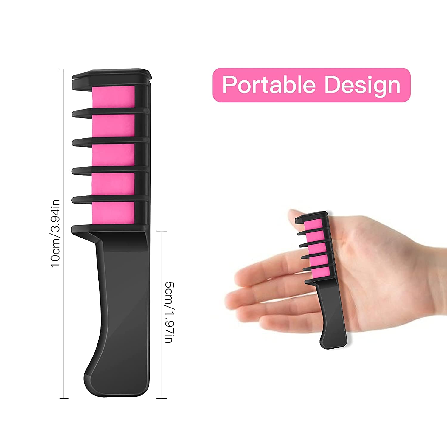 MSDADA Pink Hair Chalk for Girls - 10 Pcs New Hair Chalk Comb Temporary Washable Hair Color Dye for Kids - Makeup Birthday Party