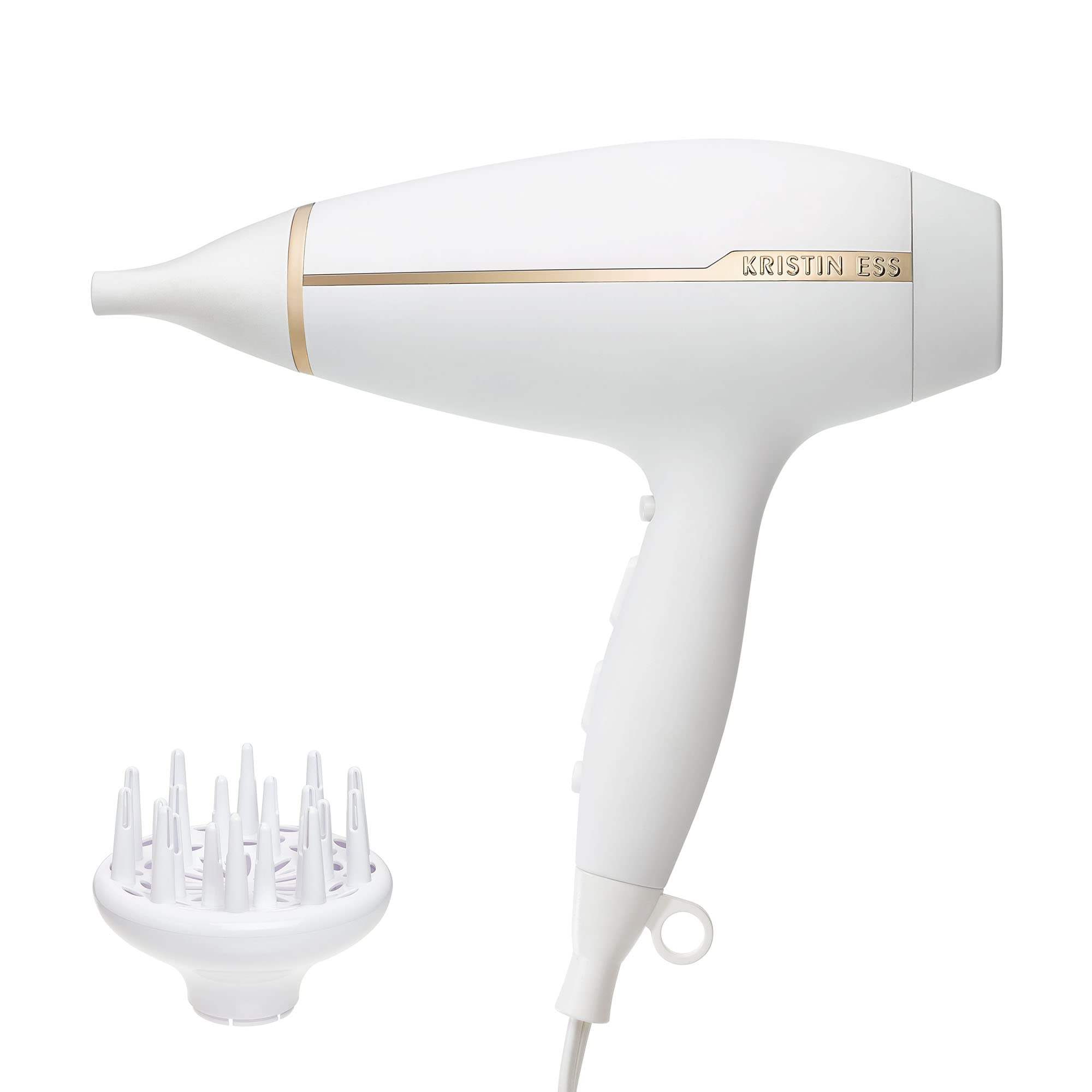 Kristin Ess Hair Iconic Style Professional Blow Dryer, Ionic Settings for Smoothing + Frizz Control, 2 Speeds, 3 Heat Settings, 