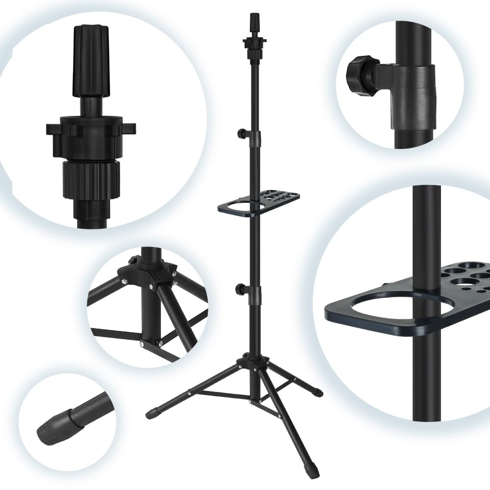 AliLeader 50 Inch Heavy Duty Wig Stand Tripod with Tray Adjustable Mannequin Head Stand Stainless Steel Wig Tripod Stand Wig Hea