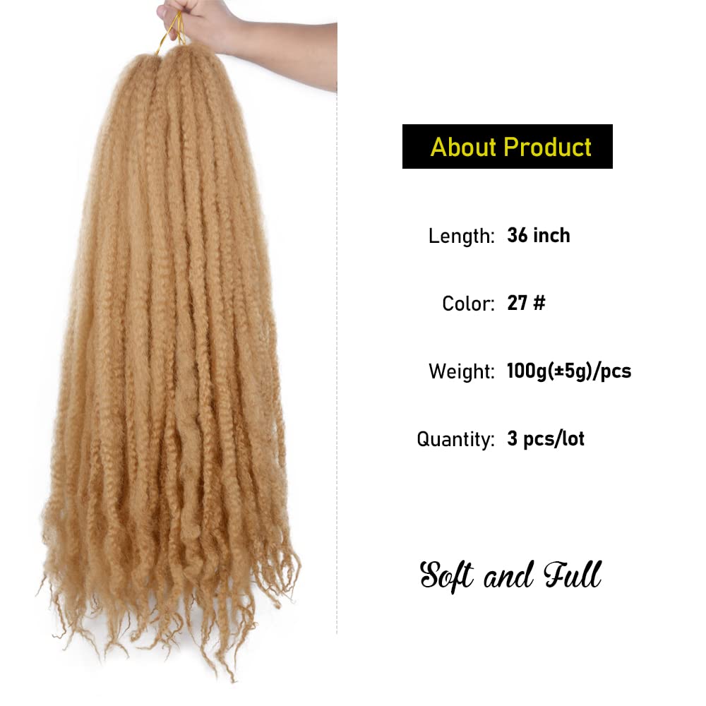Kgbfass 36Inch Brown Marley Twist Braiding Hair Super Long Kinky Curly Marley Braids Crochet Hair For Twists Synthetic Afro Marl