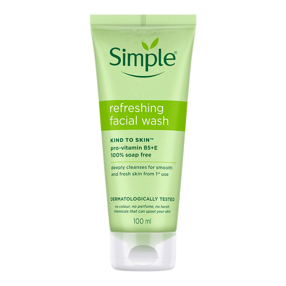 Simple Kind To Skin Refreshing Facial Wash | 100% Soap-Free Gentle Cleanser With Vitamin E & Glycerin | For All Skin Types | Per