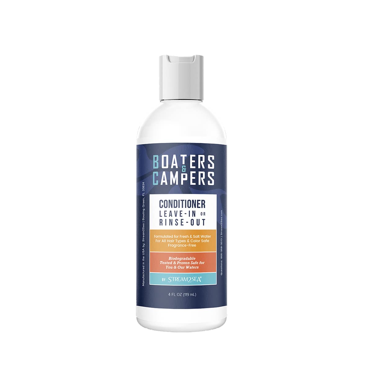 STREAM 2 SEA Boaters and Campers Hair Conditioner, 4 oz Reef Safe Fragrance Free All Natural Conditioner For Camping and Boating