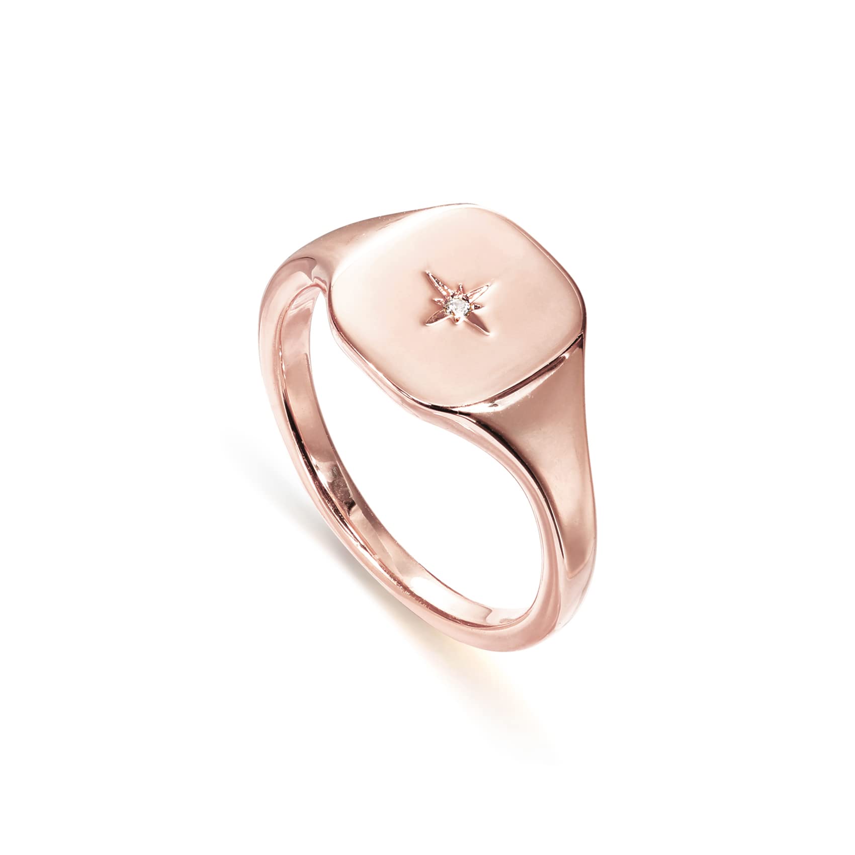 PAVOI 14K Gold Plated Signet Ring for Women | Bold Stackable Ring (Rose Gold, 5)