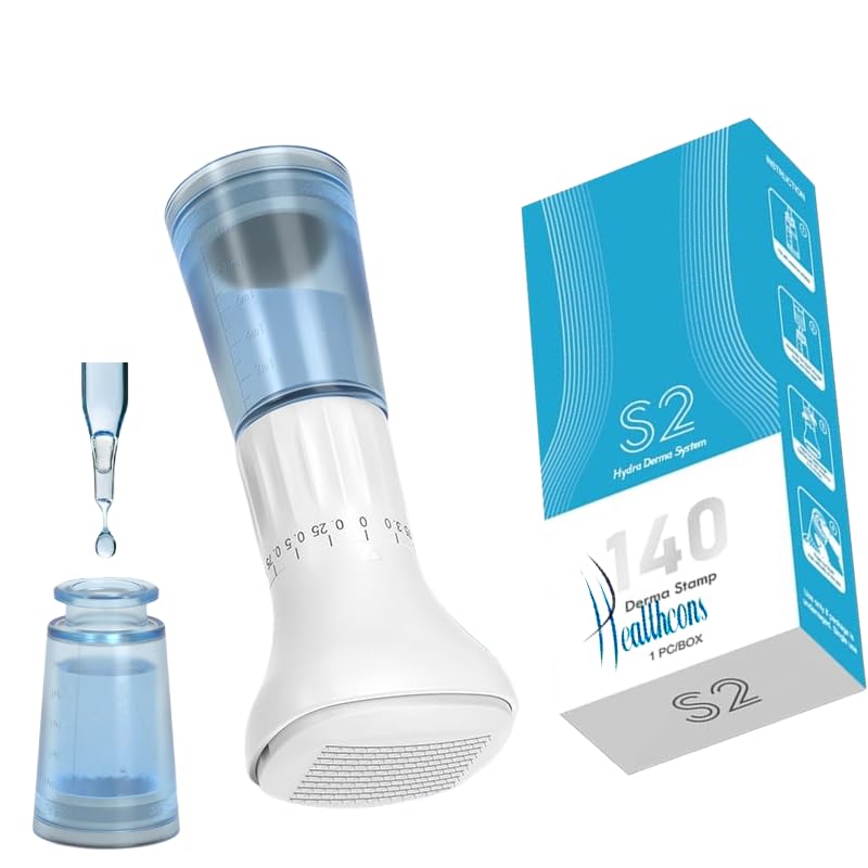 Healthcons S2 Upgraded Derma Stamp 140 | Adjustable Microneedle Serum Applicator With 10Ml Refillable Bottle | Hydra Derma Syste