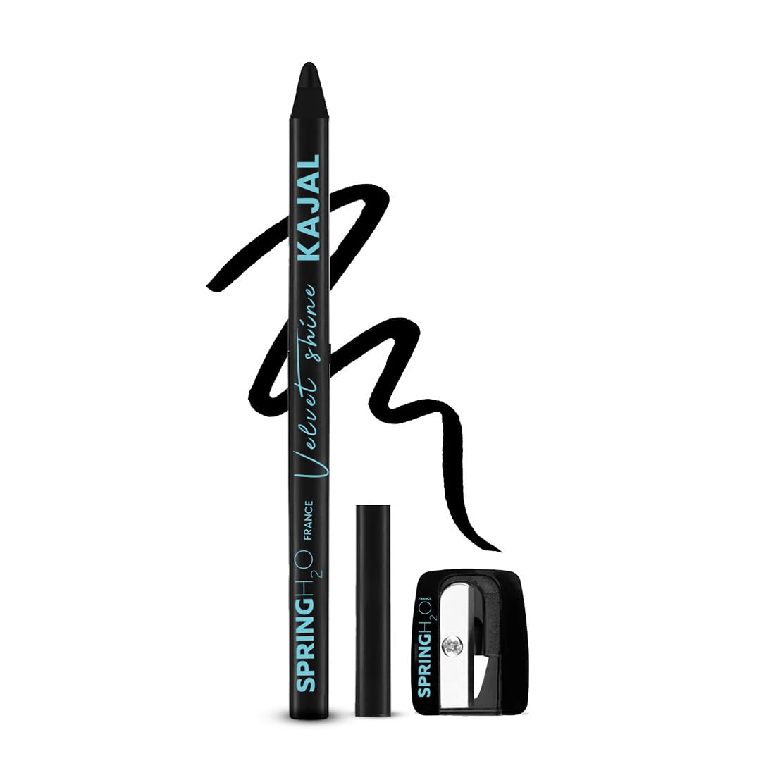 Spring H2O Velvet Shine Kajal Intense Black 1.5G With Vitamin E, Avocado & Jojoba Oil | Waterproof, Smudge Proof & Long Lasting 