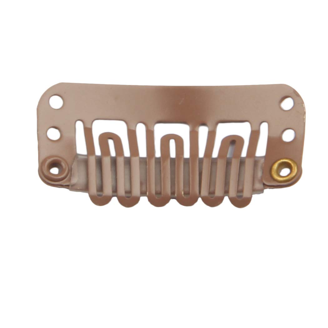20Pcs Stainless Steel U-Shape Snap Clips For Hair Extensions, Wigs, And Hairpieces - Wig Accessories And Combs (Light Brown)