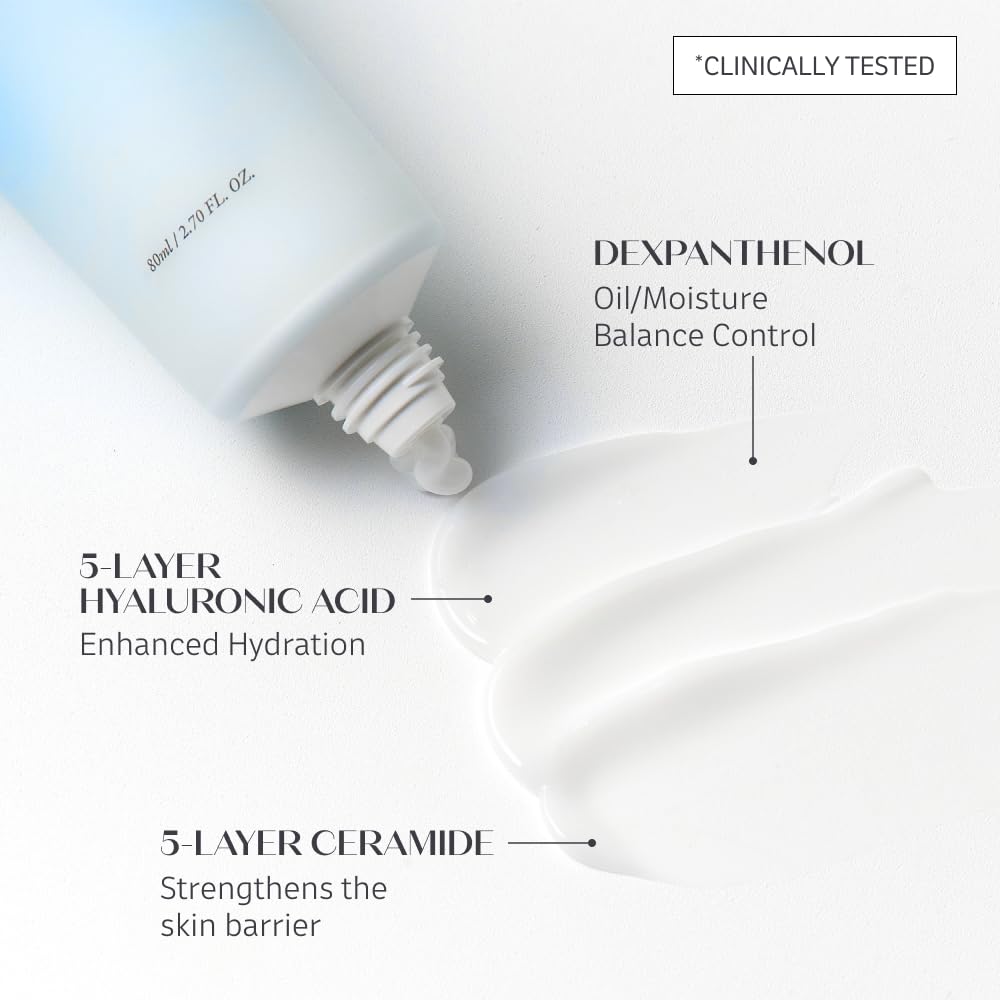 HA-CERA Moisture Calming Cream, 5- layer Hyaluronic acid, Ceramide Cream, Moisture barrier, Deep hydration for Dry, Dehydrated,