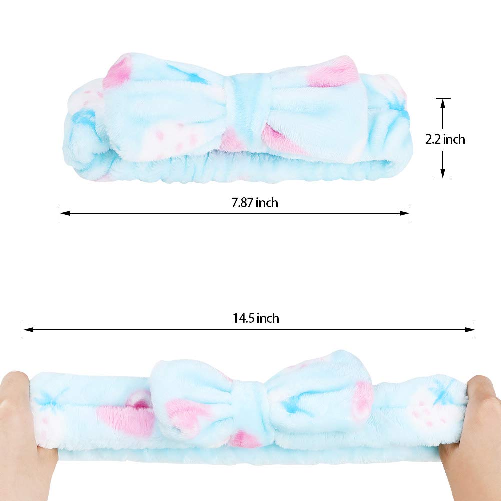 8 Pack Spa Headband, Coral Fleece Makeup Headband Cosmetic Headband For Washing Face, Bow Headbands For Shower Terry Cloth Headb
