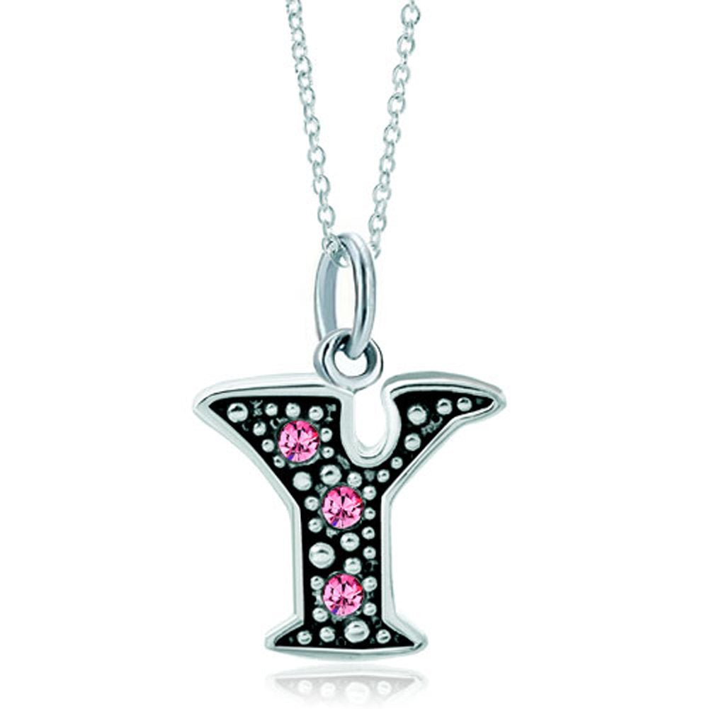 LovelyJewelry Pink Letter Y Alphabet Initial Charms Bead Necklace Pendant