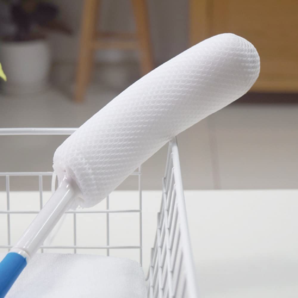 Shuiniba Body Back Bath Brush, 15.35" Exfoliating Sponge & Mesh, White, Model MYS-0108