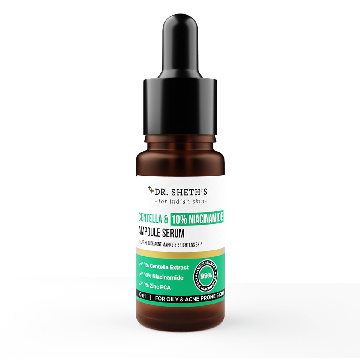Dr. ShethS Centella & 10% Niacinamide Face Serum| Acne Scars, Acne Marks, Redness & Skin Irritation|Lightweight & Quick-Absorbi