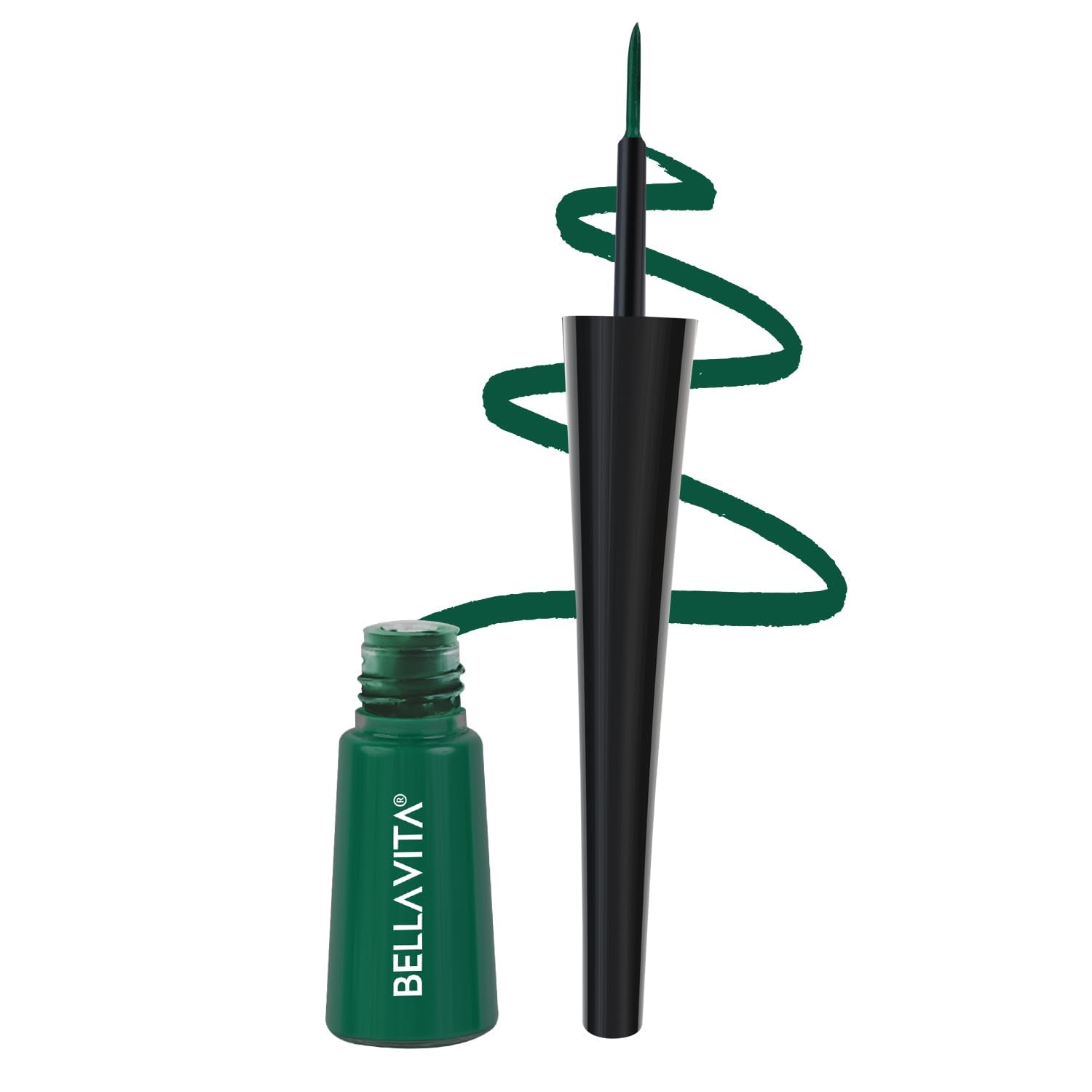 Bella Vita Organic Intense Drama Waterproof Eyeliner, Green, Matte Finish, Smudge-Proof, Fast-Drying, Felt Tip Applicator, Enric